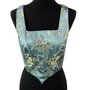 Vintage Laura Zink Womens Floral Satin Brocade Vest Size 4 Romantic Victorian